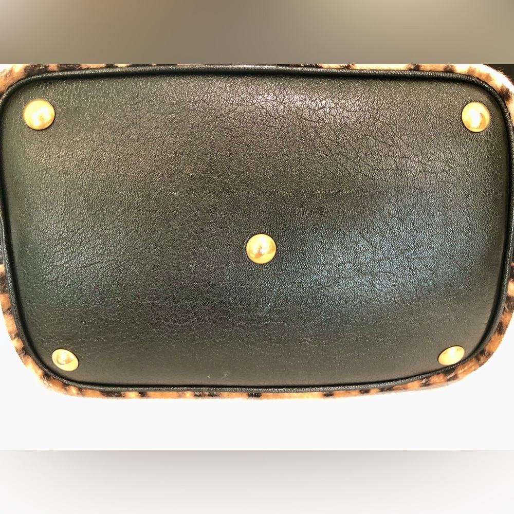 YSL Bag Yves Saint Laurent Rivage Tote Bucket Animal Leopard Fur Black Leather - Picture 6 of 9